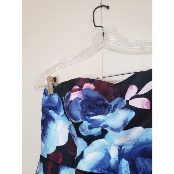 Speechless Juniors 3 Strapless Formal Dress High Low Bold Floral Red Blue Prom - Picture 4 of 5